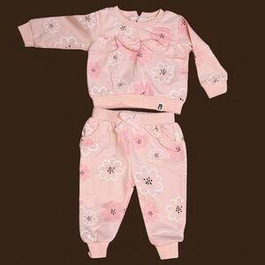 Rabbit + Bear Organic Pink Floral Baby Set 3-6 Months